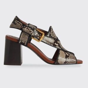 See by Chloé Hella Python-Print Block Heel Sandals size 7